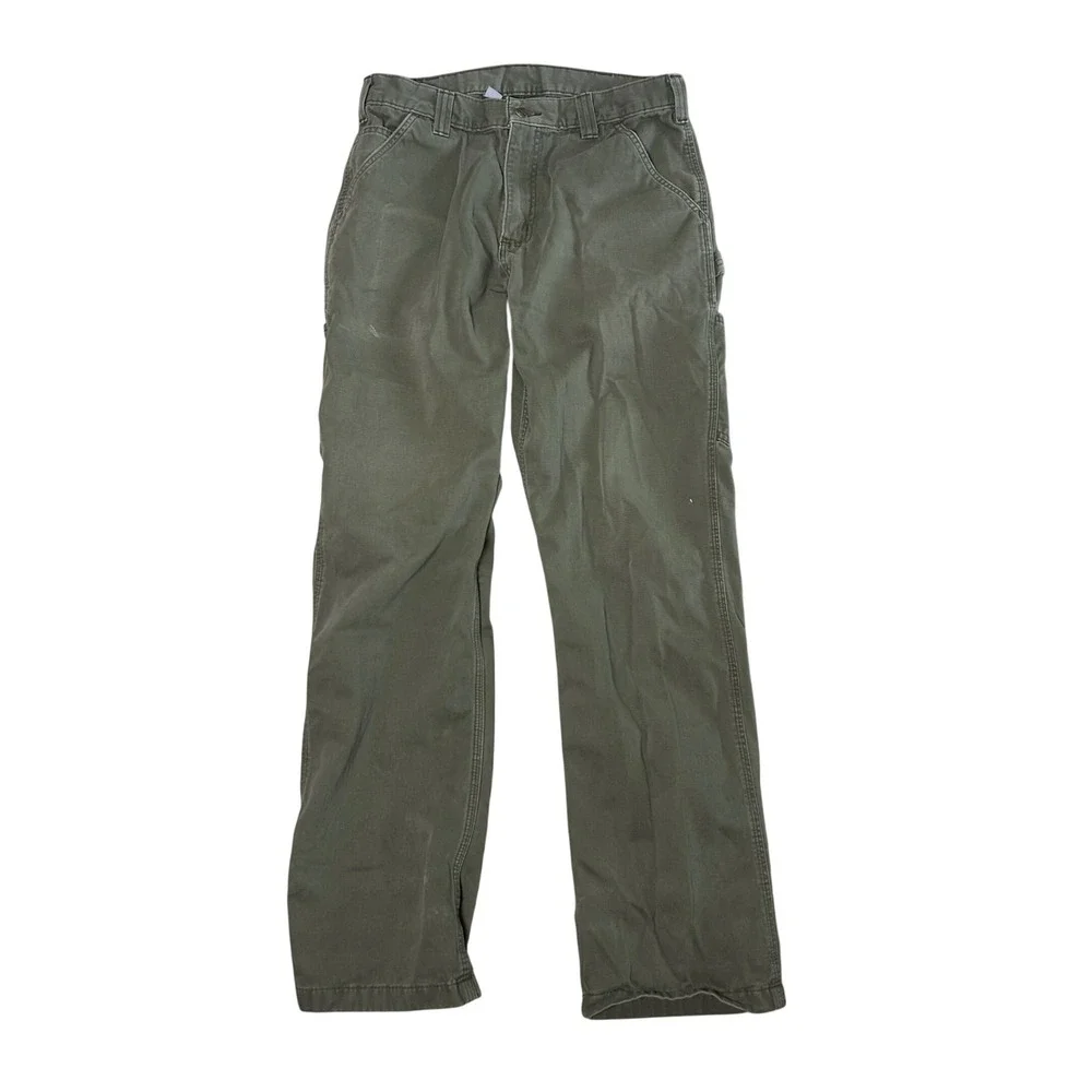 Carhartt Carpenter Work Pants Mens 32x34 Moss Green Canvas Utility - Picture 2 of 11